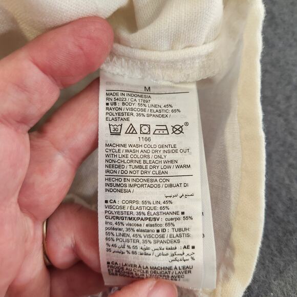 OLD NAVY Bustier Camisole Womens M White Tie Straps Smocked Back Linen Blend Bow - Picture 4 of 10